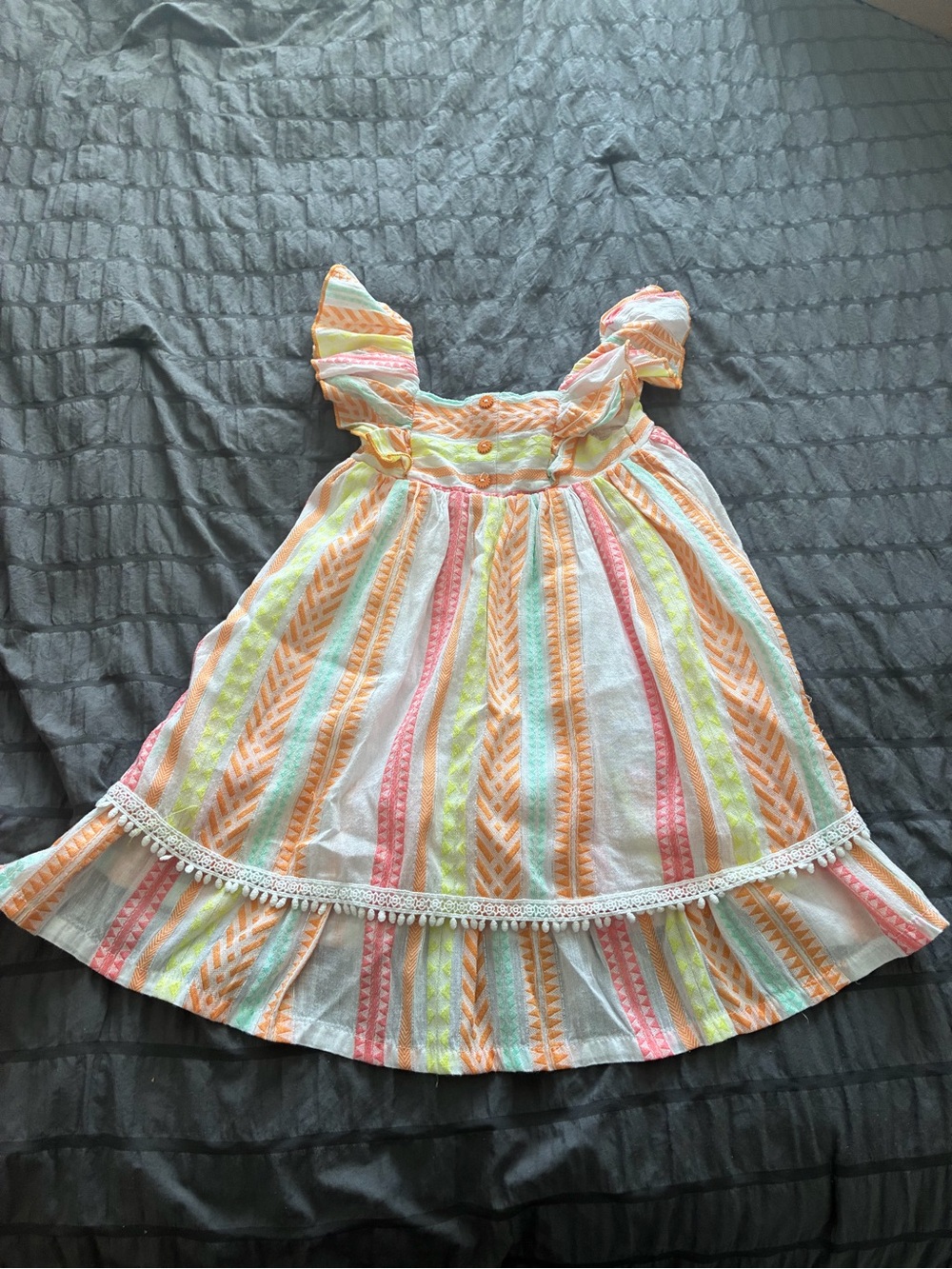 Isaac Mizrahi Girls Pastel Orange Pink Yellow Mint Striped Sundress